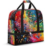 Black Abstract Math Travel Duffel Bag for Women Men, Mathematical Foldable Sports Gym Bag Weekend Overnight Totes Carry on Cabin Bag with Shoes Compartment