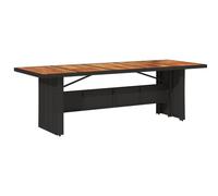 Garden Table with Wooden Top Coffee Table Outdoor End Table Poly Rattan vidaXL