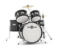 Black Acoustic Junior Drum Kit 5-Piece Kid Drum Set for Kids Age 5-10 with Snare, Bass, Tom, Cymbals