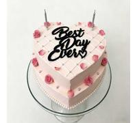 Black Acrylic“Best Day Ever”Cake Topper,Bridal Shower Cake Decor for Wedding,Bride to be,Engagement,Vow Renewal,Bachelorette,Anniversary Party Decoration Supplies