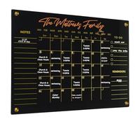 Black Acrylic Calendar Dry Erase for Wall, Family Planner, Monthly Calendar Dry Erase Whiteboard for Home, Office, 24" x 16"Reusable White Board（(Acrylic-BK-4060)