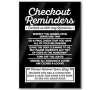 Black Acrylic Checkout Reminders Sign Compatible with Airbnb Essentials for Hosts Signs, 5x7 Air bnb Signs Standard Guidelines, Rental Rules Sign Compatible with Airbnb Supplies for Guests, USA Made