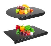 Black Acrylic Chopping Board, 2Pack Cutting Boards for Kitchen Vegetable Fruits Bread Board with Counter Lip Black Chopping Boards for Kitchen, Non-Slip