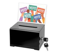 Black Acrylic Donation Box With Lock, Charity Collection Box Donation Ballot Boxes Cardboard Ballot Boxes Lockable Suggestion Boxs with Key for Raffle Feedback Tips & Charity Donations Collection