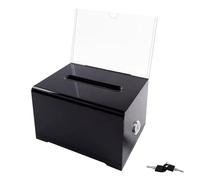 Black Acrylic Donation Box with Lock, Lockable Suggestion Box with Key, Lockable Ballot Boxes for Voting,Charity, Church,Tip Jar,Charity Collection Boxes,Cash,Feedback boxes,16 x 11.8 x 10 cm(Black)