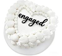 Black Acrylic Engaged Cake Topper, Engagement Cake Topper, Wedding Anniversary Bridal Shower Bachelorette Party Cake Decorations, Dessert Cake Charm Decor, DIY Cake Decoration