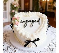 Black Acrylic Engaged Cake Topper, Wedding Engagement Party Cake Decoration, Bridal Shower Cake Sign Cake Charm Dessert Decor Bachelorette Party Decorations Supplies (Black1)