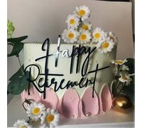 Black Acrylic Happy Retirement Cake Topper,Happy Retirement Cake Toppers for Officially Retired,Retirement Party Decoration Supplies,Gifts for Retired Men Women
