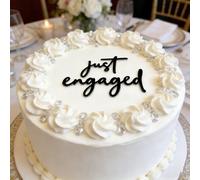 Black Acrylic Just Engaged Cake Topper, Wedding Engagement Cake Decoration for Engagement Parties, Bridal Showers Cake Charm Anniversary Cake Pick Decoration Party Supplies