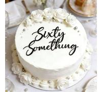 Black Acrylic Sixty Something Cake Topper, Funny 60 to 70 Birthday Party Cake Decorations, Happy 60th 65th 66th 67th 68th 60S Birthday Anniversary Cake Charm Party Favor Supplies (Sixty Black)