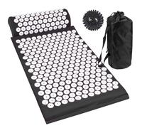 (Black) Acupressure Mat with Pillow & Ball Acupuncture Pin Massage Set Neck Pain Relief