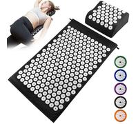 (Black) Acupuncture Mat Pillow Set Acupressure Cushion Massage Pad