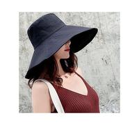 (black, Adjustable 54-59cm) Japanese Sunshade Female Spring and Summer Sunscreen Free To Fold Big Brim Sun Hat Fisherman Hat Cover Face Oversized Hair