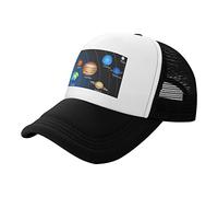 Black Adjustable Baseball Hats, Outer Space Solar System Print Baseball Caps for Girls and Boys, Fashion Hip-hop Style Colorful Brim Hat