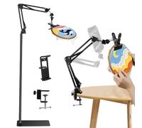 Black Adjustable Embroidery Hoops Stand for Hand Work,3-in-1 Hoop/Tablet/Phone Holder Floor Stand,Embroidery Desktop Stand，Lap Cross Stitch Frame with 360° Rotation,Hand Embroidery Stand