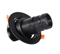 Black Adjustable Focus Spotlight 360° Round Aperture COB LED Recessed Downlight Hotel Restaurant Bar Recessed Focusing Ceiling Light for Household Commercial Lighting Fittings