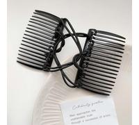 Black Adjustable Magic Hair Clip Combs, 2025 New Stretchy Double Comb Hair Clip,No Crease Hair Pins Double Slides Hairpins Combs Women Hair Styling Magic Hair Combs for Women Accessories