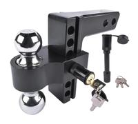 Black Adjustable Trailer Hitch, Fits 2-Inch Receiver, 6-Inch Drop/Rise Aluminum Drop -Tow Compatible With Heavy Duty