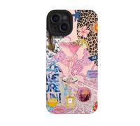 Black Aesthetic Pink Leopard Martini Cat Womens TPU Custom Compatible With iPhone 7 7S 8 SE 2020 X XR XS 11 12 13 14 15 16 16E Pro Max Plus Mini Bumper Case Design Personalised Name Cover Silicone
