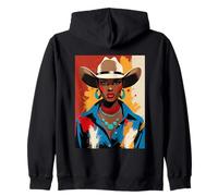 Black African American Art Painting Woman Cowgirl Rodeo Zip Hoodie