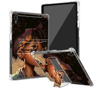Black African American Clear Case for iPad Mini6 Case 8.3 Inch 2021(6th Gen) with Kickstand and Pencil Holder and Pencil Holder,Transparent TPU Back Shockproof Shell Cover for iPad Mini6