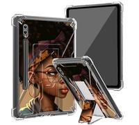 Black African American Clear Case for Samsung Galaxy Tab S9 Ultra 2023 / S8 Ultra 2022 [SM-X910/X916B/X918U/X900/X906] with Kickstand and Pencil Holder,Transparent TPU Back Shockproof Shell Cover