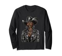 Black African American Cowgirl Western Country Texas Rodeo Long Sleeve T-Shirt