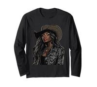 Black African American Cowgirl Western Country Texas Rodeo Long Sleeve T-Shirt
