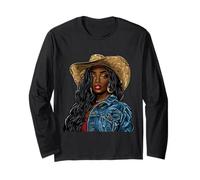 Black African American Cowgirl Western Country Texas Rodeo Long Sleeve T-Shirt