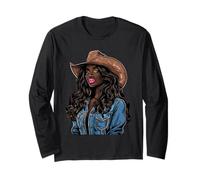 Black African American Cowgirl Western Country Texas Rodeo Long Sleeve T-Shirt