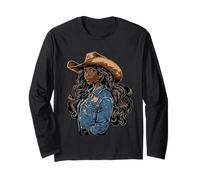 Black African American Cowgirl Western Country Texas Rodeo Long Sleeve T-Shirt