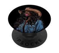 Black African American Cowgirl Western Country Texas Rodeo PopSockets Adhesive PopGrip