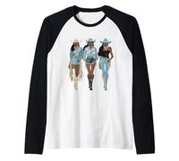 Black African American Cowgirl Western Country Texas Rodeo Raglan Baseball Tee