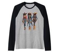 Black African American Cowgirl Western Country Texas Rodeo Raglan Baseball Tee