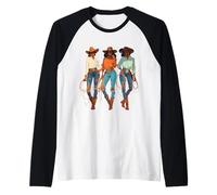 Black African American Cowgirl Western Country Texas Rodeo Raglan Baseball Tee