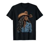 Black African American Cowgirl Western Country Texas Rodeo T-Shirt