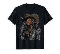 Black African American Cowgirl Western Country Texas Rodeo T-Shirt