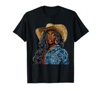 Black African American Cowgirl Western Country Texas Rodeo T-Shirt