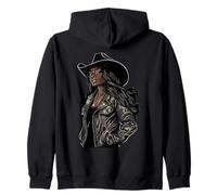 Black African American Cowgirl Western Country Texas Rodeo Zip Hoodie