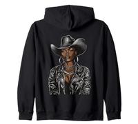 Black African American Cowgirl Western Country Texas Rodeo Zip Hoodie