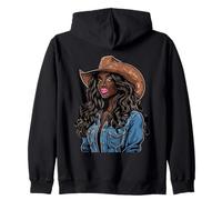 Black African American Cowgirl Western Country Texas Rodeo Zip Hoodie