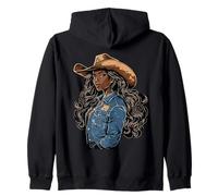 Black African American Cowgirl Western Country Texas Rodeo Zip Hoodie