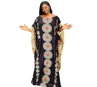 Black African Bazin Riche Dress Mix Size Women Wedding Dashiki Long Robe Embroidery Guipure Diamond Lady Clothes Nigerian Ankara Traditional Bride Dresses, Pink, One Size Plus
