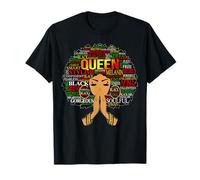 Black African Queen Words Art Afro Natural Hair Melanin Gift T-Shirt