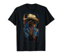 Black Afro American Cowgirl with Cowboy Hat Painting T-Shirt