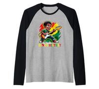 Black Afro Boy I'm Rockin' Black History Month Guitarist Raglan Baseball Tee