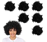 Black Afro Wig - Fancy Dress Accessory - Funky Large Curly Hair 70's Disco Clown Mens Ladies - Perfect for Fancy Dress Events - Pack Of 6