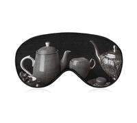 Black Afternoon Tea Eye Mask, Side Sleeping Mask Light Blindfold Sleeping Mask Nose Pad and Elastic Band for Children Women and Men