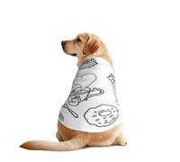 Black Afternoon Tea Print Dog Vest, Soft Breathable Pet Shirt Clothes Sleeveless Fashion Apparel For Medium Large Breeds