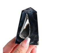 Black Agate Crystal Cave Column Raw Stone Ore Single Pointed Four Prism Home Demagnetization Ornaments,50~100g